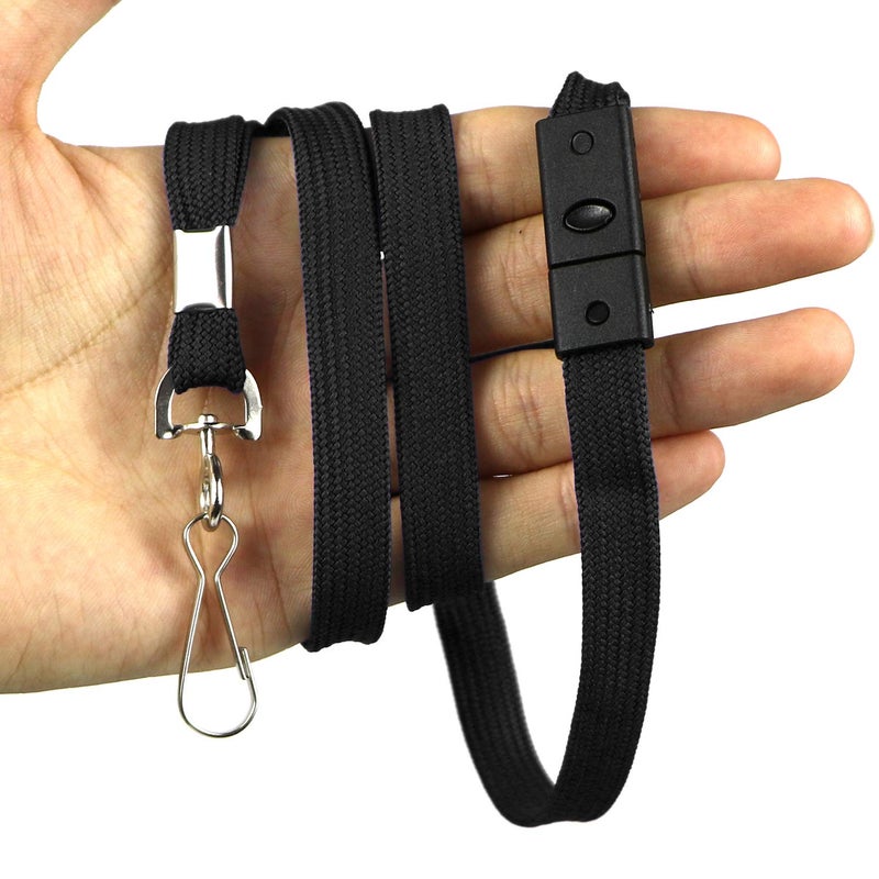Ollain Safety Breakaway Lanyard with J-Hook Flat Lanyards for ID Badges Cruise Lanyard Bulk Preimum Lanyards for Women/Men Business Card NameTag Holder Lanyards Employee Students (Black, Breakaway 50 Pack) - Image 4